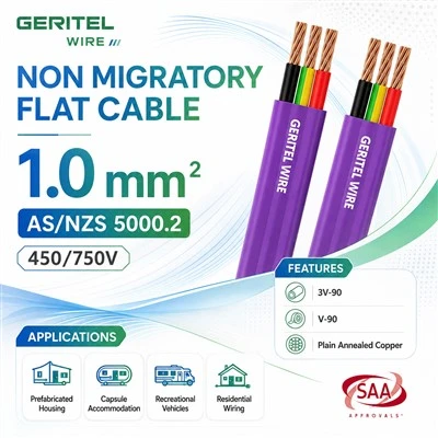 Fioletowy kabel TPS 2C+E do-niemigracyjnych przewodów podwójnych + uziemienie
